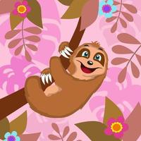 sloth hanging on a tree branch, vector, editable, eps 10, children's story illustrations, coloring books, posters, printing, websites and more vector