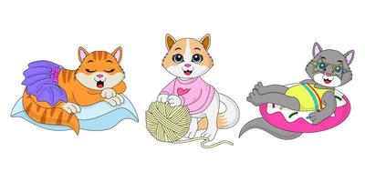 Cute Cat Playing On Pillow Cartoon Vector Icon Illustration