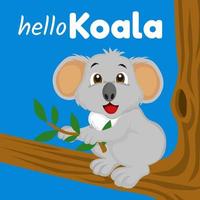 koala en tronco de árbol, vector, editable, eps 10, ilustración de cuento infantil, libro para colorear, afiche, impresión, sitio web y mucho más vector