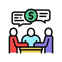 shareholders business meeting and discussion color icon vector illustration