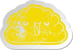 distressed old sticker kawaii weather rain cloud vector