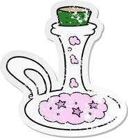 distressed sticker of a cartoon magic potion vector