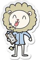 sticker of a happy cartoon lion vector