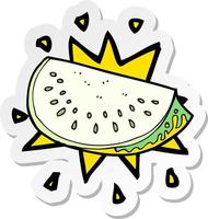sticker of a cartoon melon slice vector