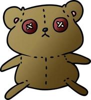 gradient cartoon of a cute stiched up teddy bear vector