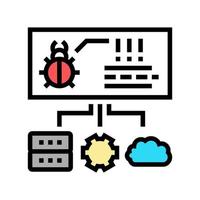 virus on server, cloud and computer components color icon vector illustration