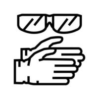 gloves and protective glasses resin art line icon vector illustration