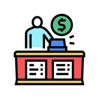 cashier seller at counter color icon vector illustration