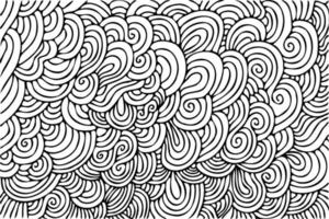 Curly lines, abstract line art background. Curled up strokes in black and white. Swirls and twirls, half circles linear vector pattern backdrop