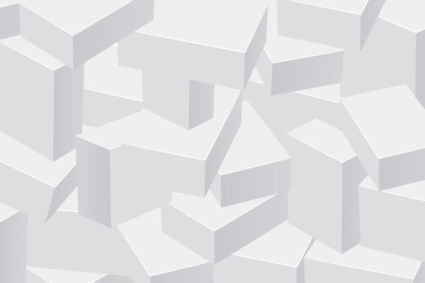 White boxes on each other abstract background. 3D rendering, isometric projection.