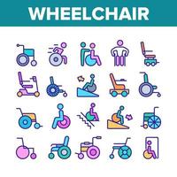 Wheelchair For Invalid Collection Icons Set Vector