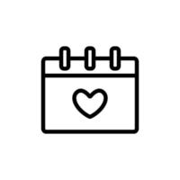 calendar with heart icon vector. Isolated contour symbol illustration vector