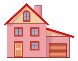 Flat colorful house illustration. Cartoon house vector illustration isolated on white background.