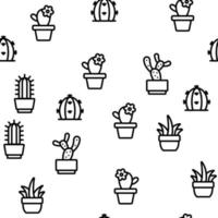 Cactus Domestic Plant Vector Seamless Pattern