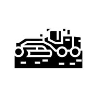 máquina para la construcción de carreteras icono de glifo ilustración vectorial vector