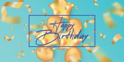 Birthday festive background with helium balloons. vector