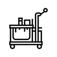 ilustración de vector de icono de línea de carro de servicio de limpieza de hotel