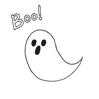 vector illustration in doodle style. small ghost. simple drawing on the theme of Halloween, a cute ghost. isolated on white background, design for holiday, for kids