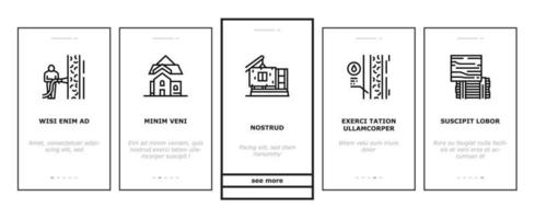 Timber Frame House Onboarding Icons Set Vector