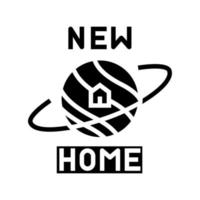 nuevo hogar en el espacio glifo icono vector ilustración
