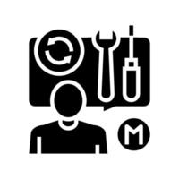 repairman master speak about tools glyph icon vector illustration