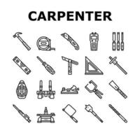 Carpenter Tool And Accessory Icons Set Vector