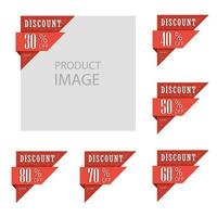 conjunto de etiquetas de descuento de esquina roja con diseño vintage vector