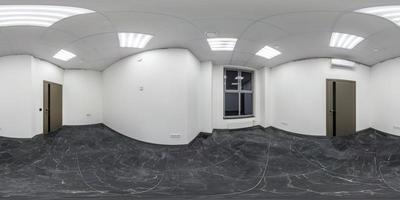 empty white room without furniture with big windows. full seamless spherical hdri panorama 360 degrees in interior room in modern apartments,  office or clinic in equirectangular projection photo