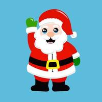 Cute smile Santa claus on blue background. Happy cartoon character in red costume. vector