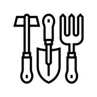 conjunto de instrumentos para la ilustración de vector de icono de línea de jardinería
