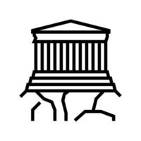 acrópolis antigua grecia arquitectura edificio línea icono vector ilustración