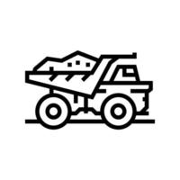 Ilustración de vector de icono de línea de transporte de piedra de camión volquete
