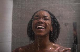 African American woman in the shower photo