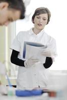 students couple in lab photo