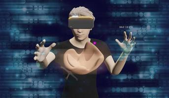 Online shopping and VR glasses Furniture shopping in Metaverse via vr headset 3D illustration photo