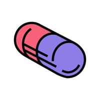 ilustración de vector de icono de color de producción farmacéutica de medicamento de cápsula