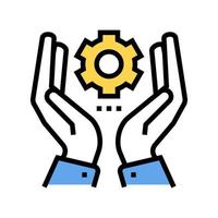 hand hold gear color icon vector illustration