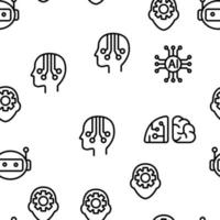 Artificial Intelligence Elements Vector Seamless Pattern