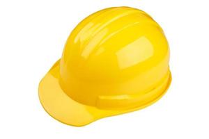 casco de seguridad amarillo sobre fondo blanco foto