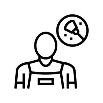 ilustración de vector de icono de línea de trabajador de servicio de limpieza
