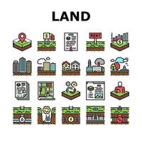 Land Property Business Collection Icons Set Vector