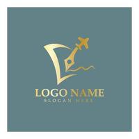 travel blog logo of airplane pen and book illustration design vector icon template