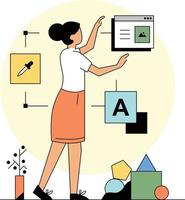 Women in user experience, visual, graphic design and problem solving vector