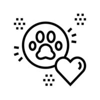 mascota pata amor corazón línea icono vector ilustración