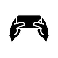 accelerometer playing video game app on smartphone glyph icon vector illustration