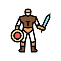 gladiador antigua grecia guerrero color icono vector ilustración