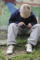 playing video games outdoor photo