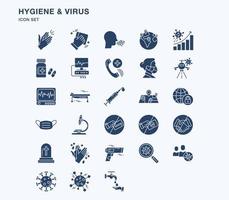 conjunto de iconos sólidos de higiene y virus covid vector