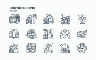 Crowdfunding and business icon set vector