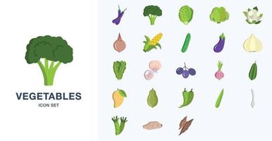 conjunto de iconos planos de verduras frescas vector